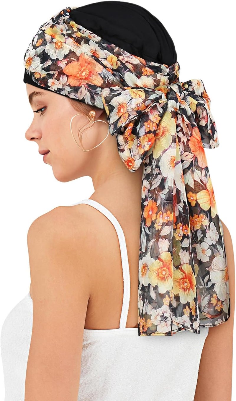 Awefeel Chemo Hats for Women – Extra Long 47" Chiffon Scarf – Soft Cancer Headwear for Hair Loss – Stylish Chemo Caps - Image 3